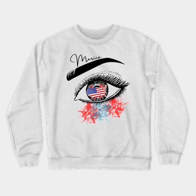 American Flag Eye 4th Of July Crewneck Sweatshirt by JustBeSatisfied